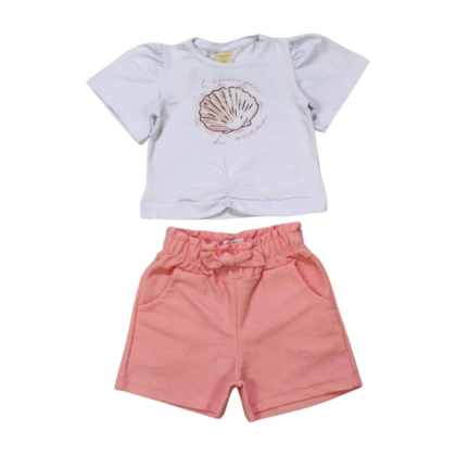 Conjunto Feminino Blusa Concha Glitter e Shorts Moletinho 27803 - Angerô   