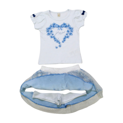 Conjunto Feminino Blusa Coração e Saia com Tule 21566 - Glinny 