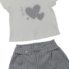 Conjunto Feminino Blusa Coração e Shorts Listrado - 37458 - Angerô