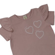 Conjunto Feminino Blusa Corações Bordado e Saia 37482 - Angerô