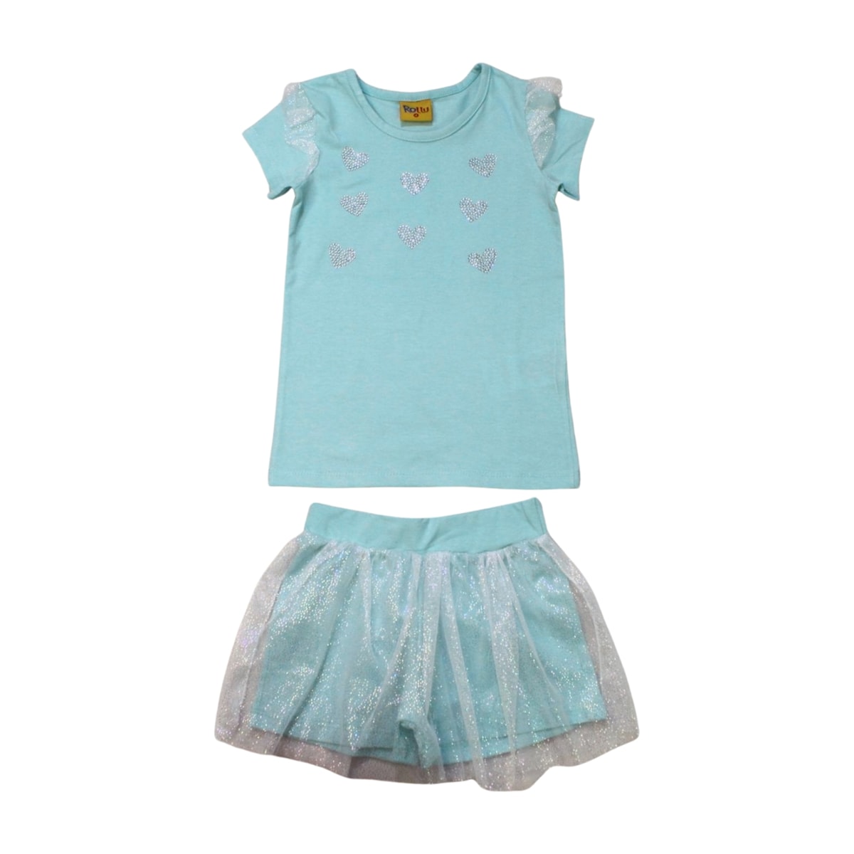 Conjunto Feminino Blusa Corações e Saia com Tule 24171 - Rollu