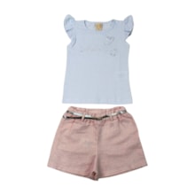 Conjunto Feminino Blusa Corações e Shorts com Cinto 15101 - Hrradinhos