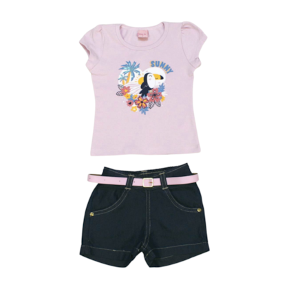 Conjunto Feminino Blusa Cotton e Shorts Jeans Tucano 03564 - Dila