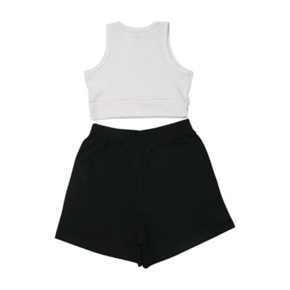Conjunto Feminino Blusa Cropped Canelada Shorts Moletinho 33525 - Based