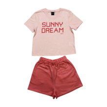 Conjunto Feminino Blusa Cropped Dream e Shorts Moletinho 31388 - Alenice     