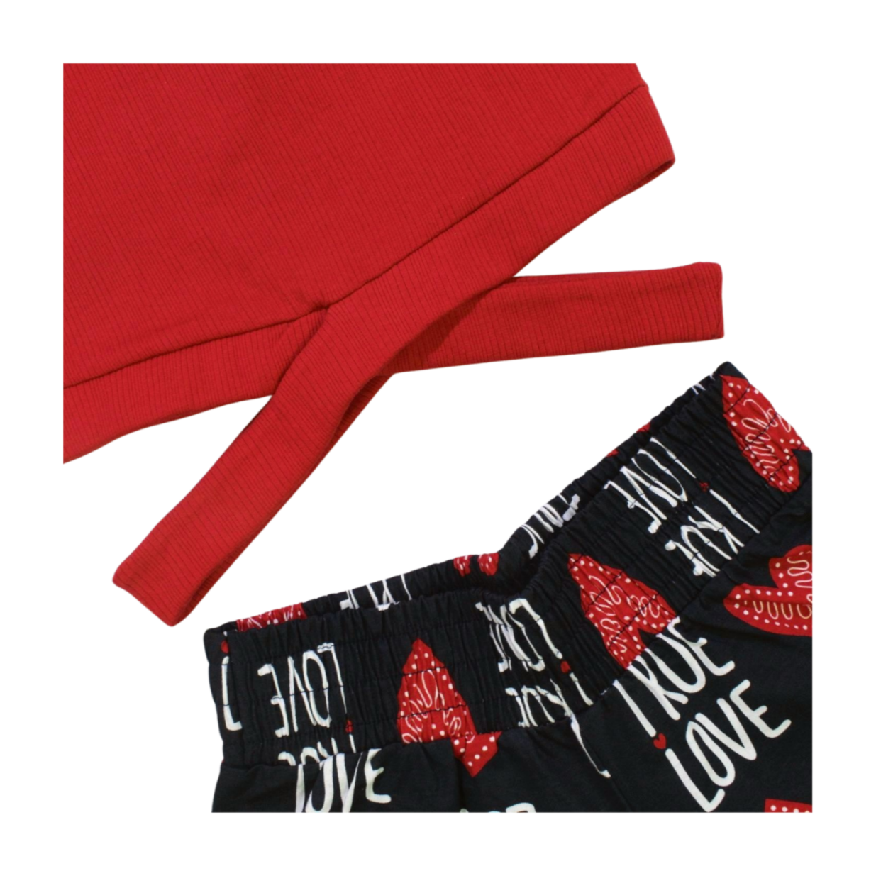 Conjunto Feminino Blusa Cropped e Shorts Estampado Love 1000568 - Kyly