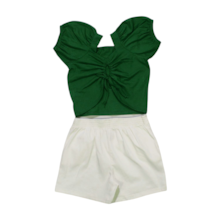 Conjunto Feminino Blusa Cropped e Shorts Sarja 4248 - Dila 