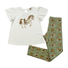 Conjunto Feminino Blusa e Legging Estampada Cavalos 2001047 - Milon    