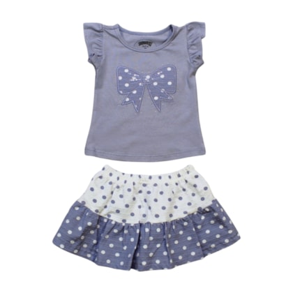 Conjunto Feminino Blusa e Saia Bolinhas A0246 - Alakazoo