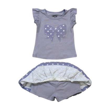 Conjunto Feminino Blusa e Saia Bolinhas A0246 - Alakazoo
