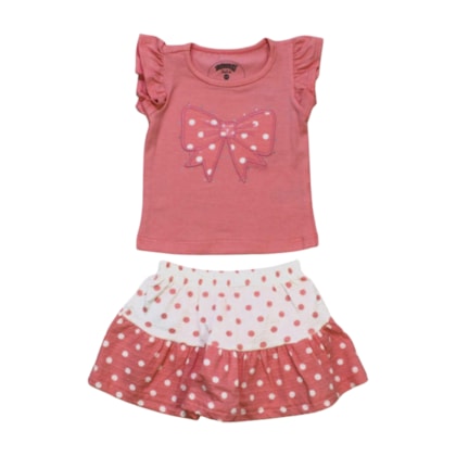 Conjunto Feminino Blusa e Saia Bolinhas A0246 - Alakazoo 