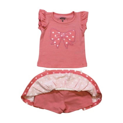 Conjunto Feminino Blusa e Saia Bolinhas A0246 - Alakazoo 