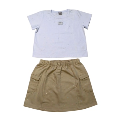 Conjunto Feminino Blusa e Saia com Brilho 25338 - Two Colors  