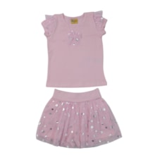 Conjunto Feminino Blusa e Saia com Tule Florzinhas 27072 - Rollu