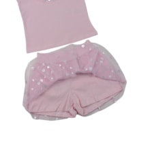 Conjunto Feminino Blusa e Saia com Tule Florzinhas 27072 - Rollu