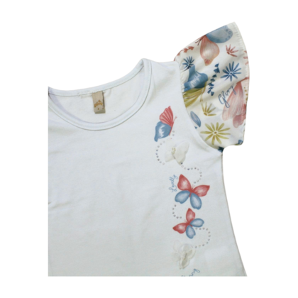 Conjunto Feminino Blusa e Saia Estampada Borboletas 21576 - Glinny 