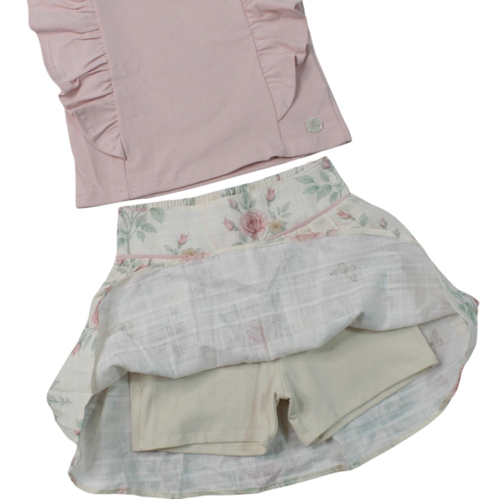 Conjunto Feminino Blusa e Saia Estampada Flores 2002021 - Milon