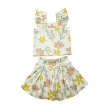 Conjunto Feminino Blusa e Saia Estampada Flores 2123 - Carol e Dani  
