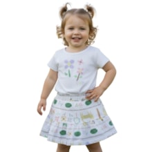 Conjunto Feminino Blusa e Saia Estampada Flores 9894 - Livy