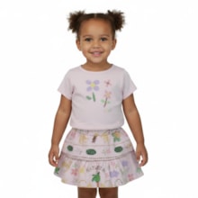 Conjunto Feminino Blusa e Saia Estampada Flores 9894 - Livy