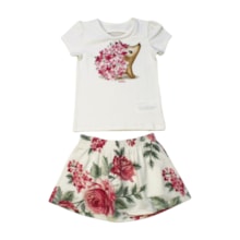 Conjunto Feminino Blusa e Saia Floral 2001022 - Milon  