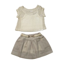 Conjunto Feminino Blusa e Saia Linho 2116 - Carol e Dani