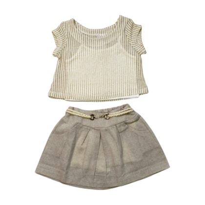 Conjunto Feminino Blusa e Saia Linho 2116 - Carol e Dani