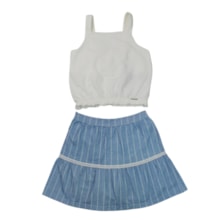 Conjunto Feminino Blusa e Saia Listrada A0298 - Alakazoo