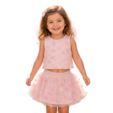Conjunto Feminino Blusa e Saia Tecido Borboletas  2254 - Carol e Dani