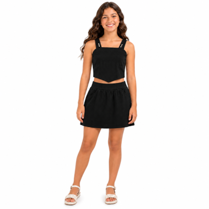 Conjunto Feminino Blusa e Saia Tecido com Pérolas 968B - Lit