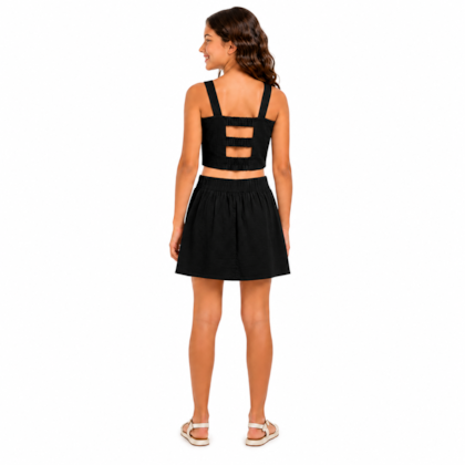 Conjunto Feminino Blusa e Saia Tecido com Pérolas 968B - Lit
