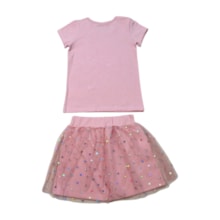 Conjunto Feminino Blusa e Saia Tule Corações 25145 - Rollu 