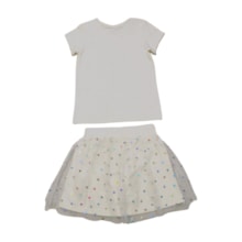 Conjunto Feminino Blusa e Saia Tule Corações 25145 - Rollu