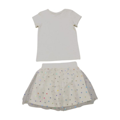 Conjunto Feminino Blusa e Saia Tule Corações 25145 - Rollu  