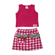 Conjunto Feminino Blusa e Saia Xadrez 8055 - By Gus 