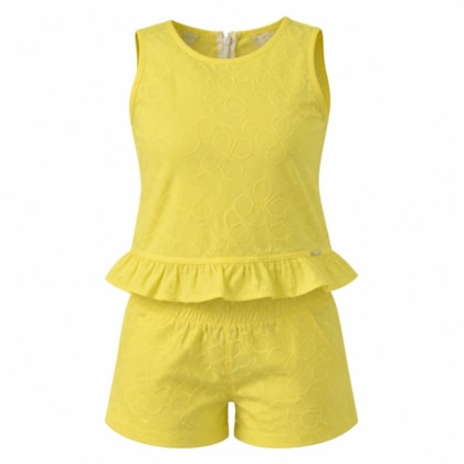 Conjunto Feminino Blusa e Shorts Bordado Flores 425735 - Vrasalon