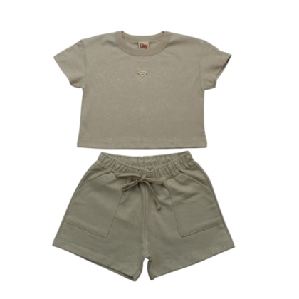 Conjunto Feminino Blusa e Shorts com Glitter 9901 - Livy