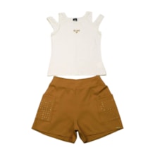 Conjunto Feminino Blusa e Shorts com Strass 61779 - Soda