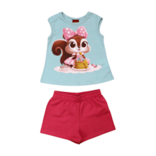 Conjunto Feminino Blusa e Shorts Estampa Esquilo 1000986 - Kyly