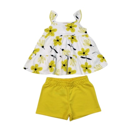 Conjunto Feminino Blusa e Shorts Estampa Flores 1001283 - Kyly