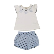 Conjunto Feminino Blusa e Shorts Estampa Peixes 2001019 - Milon 