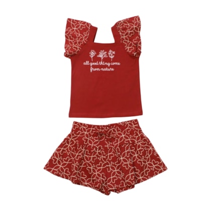 Conjunto Feminino Blusa e Shorts Estampado 25137 - Rollu