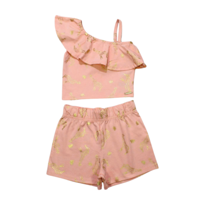 Conjunto Feminino Blusa e Shorts Estampado 26256 - Brandili Mundi 