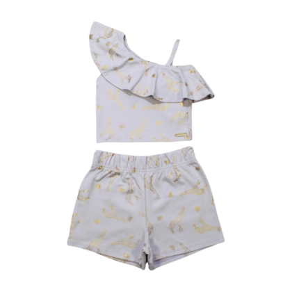 Conjunto Feminino Blusa e Shorts Estampado 26256 - Brandili Mundi 