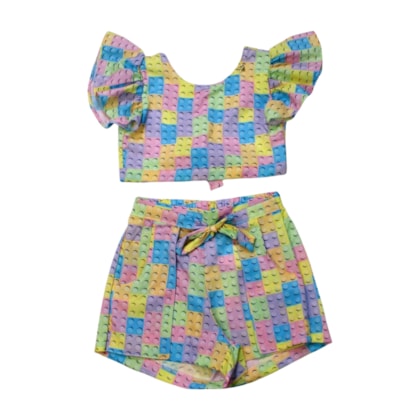 Conjunto Feminino Blusa e Shorts Estampado 8319 - Pokotinha 