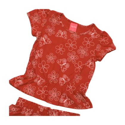 Conjunto Feminino Blusa e Shorts Estampado Borboletas 50469 - Kely Kety