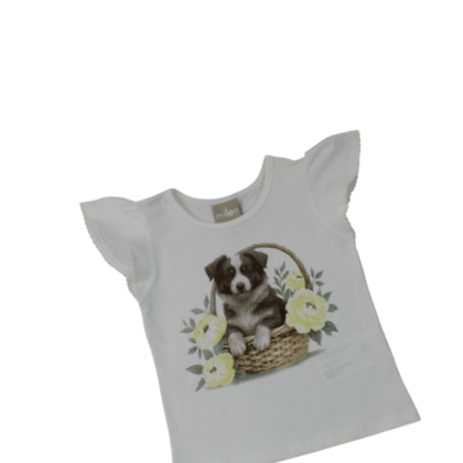 Conjunto Feminino Blusa e Shorts Estampado Cachorrinho 2001734 - Milon