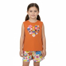 Conjunto Feminino Blusa e Shorts Estampado Casinhas 1001814 - Kyly