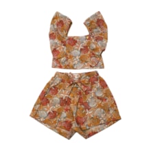Conjunto Feminino Blusa e Shorts Estampado Conchas 8330 - Pokotinha   