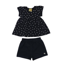 Conjunto Feminino Blusa e Shorts Estampado Corações 27060 - Rollu